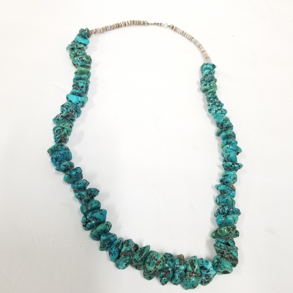 Stunning vintage Old Pawn Native American kingman Turquoise and Heishi Necklace - Picture 8 of 16